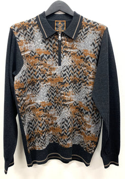 Cigar Couture 1/4 Zipper Polo Sweater CHARCOAL