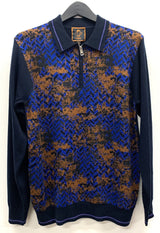 Cigar Couture 1/4 Zipper Polo Sweater Navy