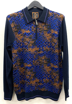 Cigar Couture 1/4 Zipper Polo Sweater Navy