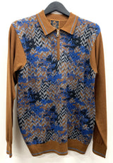 Cigar Couture 1/4 Zipper Polo Sweater Taupe