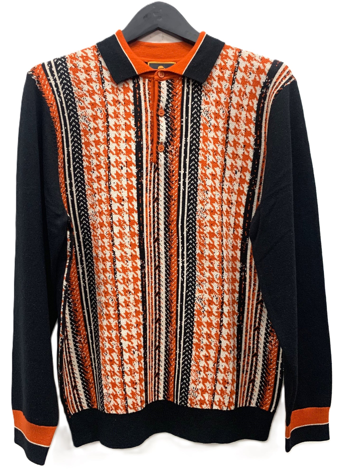Cigar Couture 3 Button Pullover Polo Sweater Black