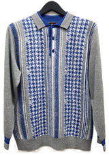 Cigar Couture 3 Button Pullover Polo Sweater Grey