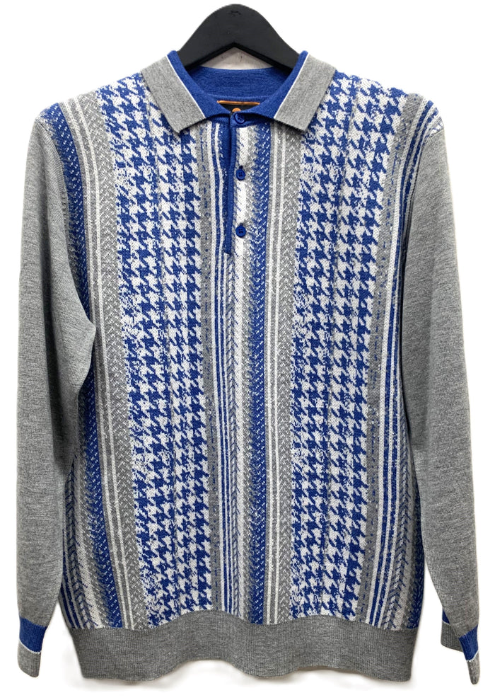 Cigar Couture 3 Button Pullover Polo Sweater Grey