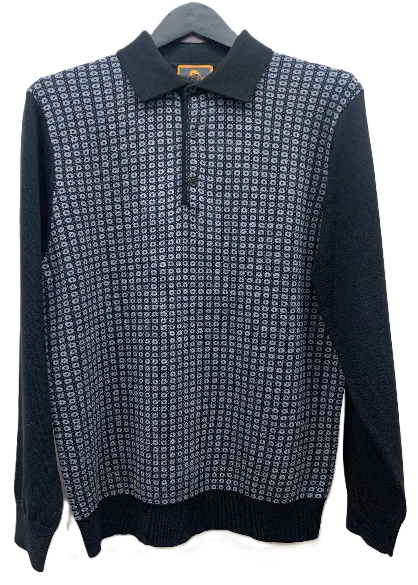 Cigar Couture 3 Button Pullover Polo Sweater Black