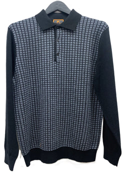 Cigar Couture 3 Button Pullover Polo Sweater Black