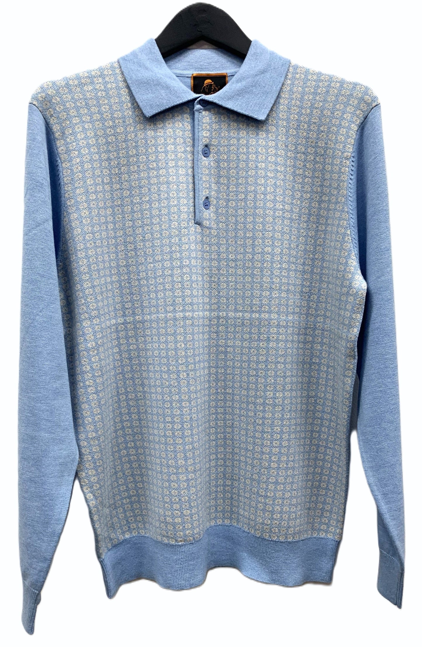 Cigar Couture 3 Button Pullover Polo Sweater Sky