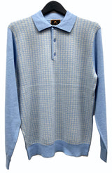 Cigar Couture 3 Button Pullover Polo Sweater Sky
