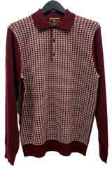 Cigar Couture 3 Button Pullover Polo Sweater Wine