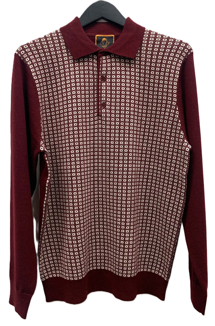 Cigar Couture 3 Button Pullover Polo Sweater Wine