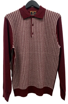 Cigar Couture 3 Button Pullover Polo Sweater Wine