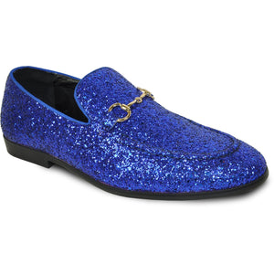 Bravo Mens Modern Glitter Sequin Prom Tuxedo Loafer in Royal Blue - Men's Dress Shoes