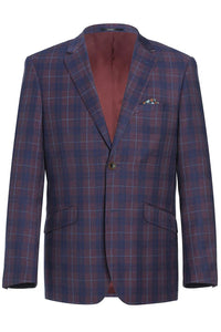 Saco vaquero - Western Sport Coat - Western Blazer - Mens Slim Fit Two Button Sport Coat Blazer In Purple & Blue Windowpane Plaid