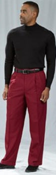 Pacelli Burgundy ~ Wine ~ Maroon Color Pleated Baggy Fit Dress Pants Unhemmed Unfinished Bottom Men'S Wide Leg Trousers - Cheap Priced Dress Slacks For Men On Sale