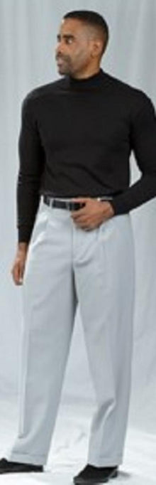 Pacelli Crystal Silver Pleated Baggy Fit Dress Pants unhemmed unfinished bottom Men's Wide Leg Trousers - Cheap Priced Dress Slacks For Men On Sale