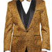 Paisley-200VP  Gold Two Toned Paisley Blazer or Tuxedo Suit Vest + Pants Vested + Black Lapel Blazer Looking