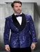 Blue Prom Suit - Blue Homecoming Outfits For Guys Paisley Pattern in Sapphire Blue