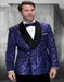 Blue Prom Suit - Blue Homecoming Outfits For Guys Paisley Pattern in Sapphire Blue