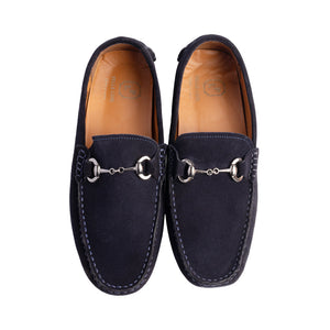 P000913- Palm Beach -Driving shoe Navy Suede