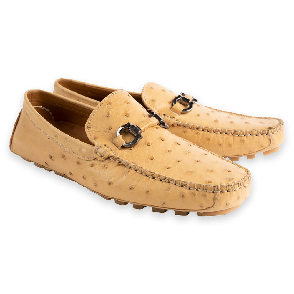 P014091 Palm Beach Genuine Ostrich Driver- Sport Rust