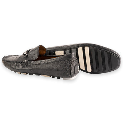 P014 Palm Beach Genuine Ostrich Driver- Black