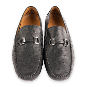 P014 Palm Beach Genuine Ostrich Driver- Black