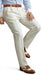 Men’s Ivory Cream Pleated Dress Pants, Off White Formal Trousers with Unhemmed Bottom