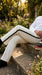 Men’s Ivory Tuxedo Pants with Black Satin Stripe, Flat Front Formal Dress Trousers
