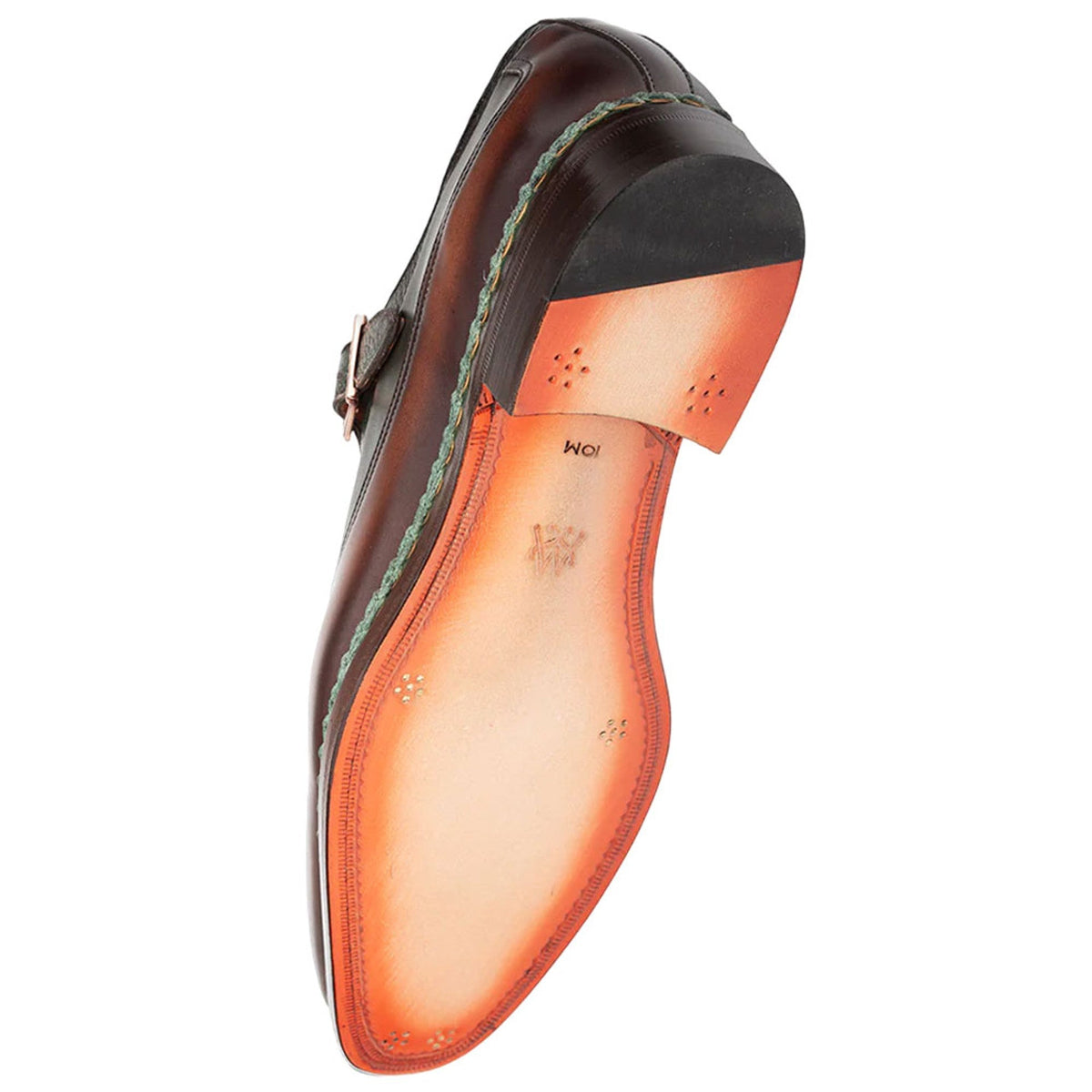 Artesano Men's Chocolate/Forest Patina Calfskin Two-Toned Monk Strap Shoes By Mezlan Made In Spain Brand - Image 4