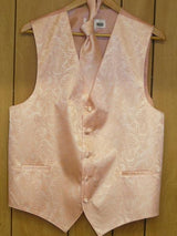 PEACH DRESS TUXEDO WEDDING Vest ~ Waistcoat ~ Waist coat & TIE SET Buy 10 of same color Tie For $25 Each - Men's Neck Ties - Mens Dress Tie - Trendy Mens Ties