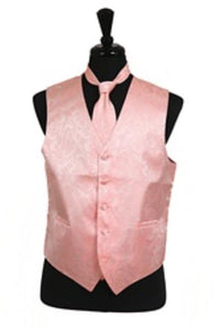Tuxedo Vest - Wedding Vest Peach paisley tone on tone Waist coat Tie Set - Men's Neck Ties - Mens Dress Tie - Trendy Mens Ties