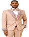 Peach Coral Salmon Prom Tuxedo - Perfect Wedding Suit Vested rhinestone Lapelled
