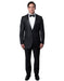 Mens Modern Wool Peak Trim Wedding Tuxedo in Charcoal