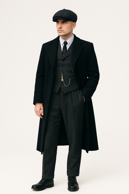 Brand New Quality Peaky Blinders Style Tweed Vested Peaky Blinders Suits - Peaky Blinders Outfit + Overcoat + Hat