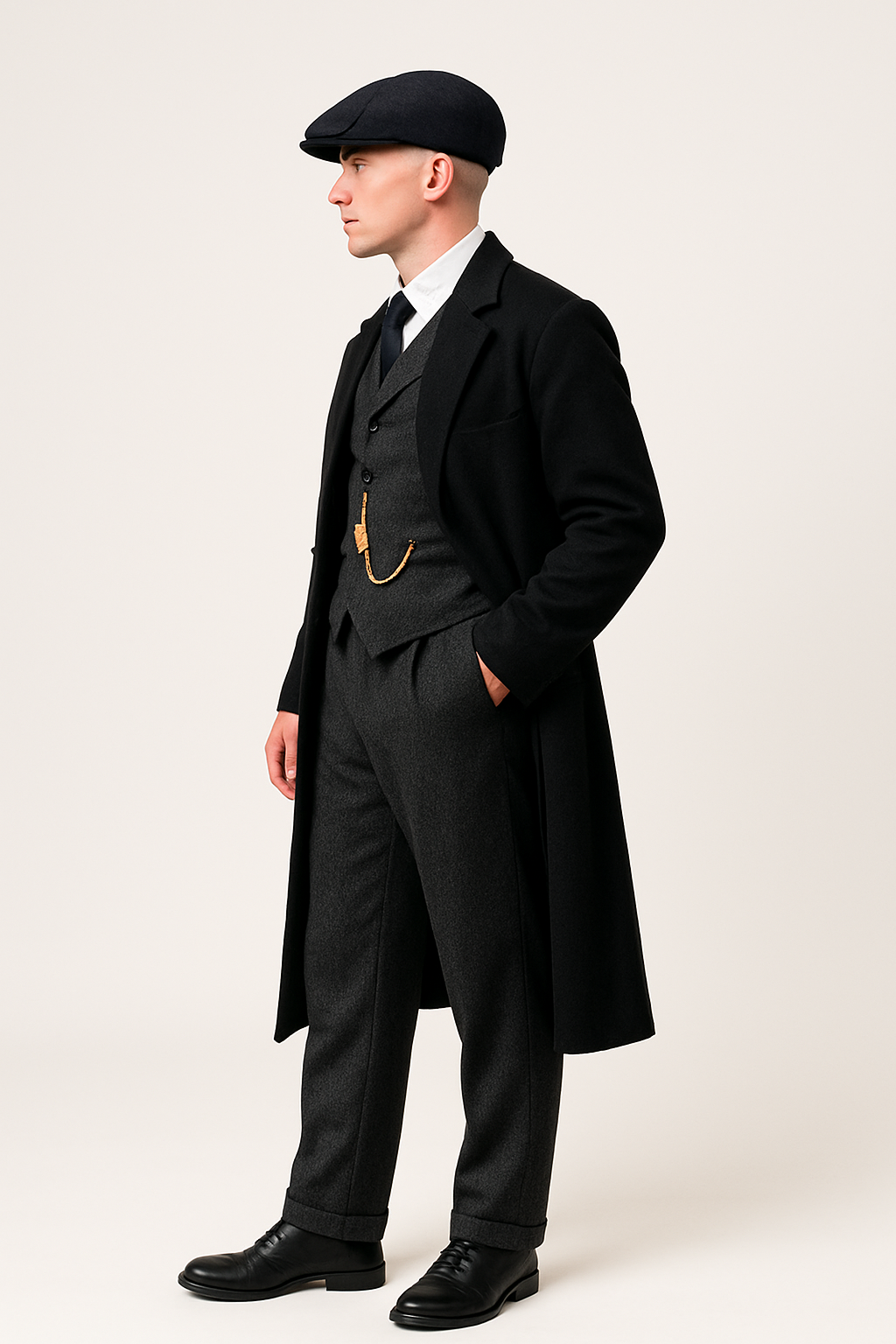 Brand New Quality Peaky Blinders Style Tweed Vested Peaky Blinders Suits - Peaky Blinders Outfit + Overcoat + Hat - Image 3