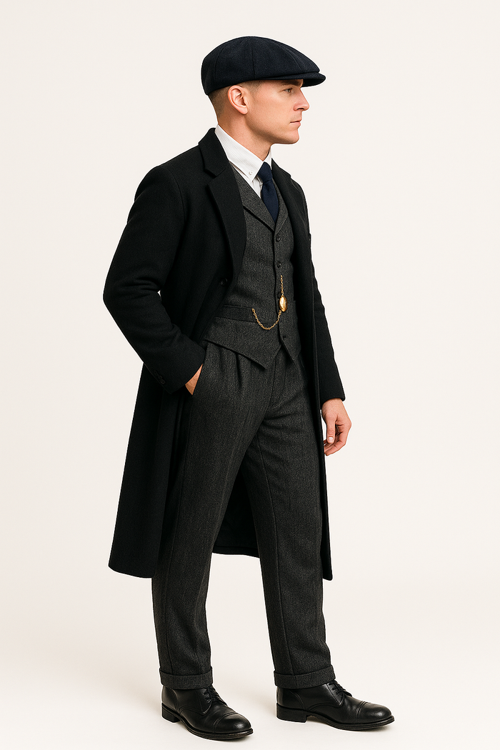 Brand New Quality Peaky Blinders Style Tweed Vested Peaky Blinders Suit - Peaky Blinders Outfit + Overcoat + Hat - Image 2