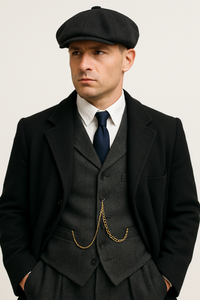 Brand New Quality Peaky Blinders Style Tweed Vested Peaky Blinders Suits - Peaky Blinders Outfit + Overcoat + Hat