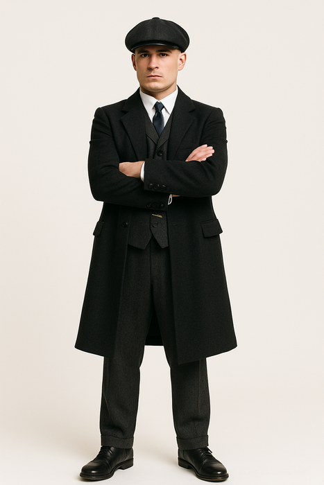 Brand New Quality Peaky Blinders Style Tweed Vested Peaky Blinders Suit - Peaky Blinders Outfit + Overcoat + Hat