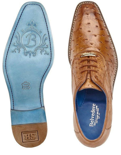 Belvedere Men's Peanut Tan Ostrich Shoes Hand Made Orlando - Image 2