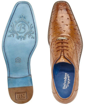 Belvedere Men's Peanut Tan Ostrich Shoes Hand Made Orlando - Image 2