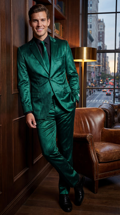 Shiny Metallic Party Emerald Suit