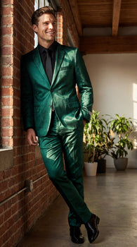 Shiny Metallic Party Emerald Suit