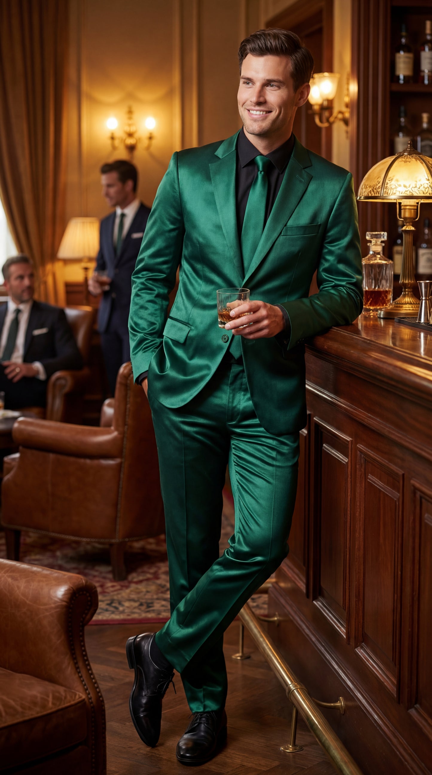 Shiny Metallic Party Emerald Suit