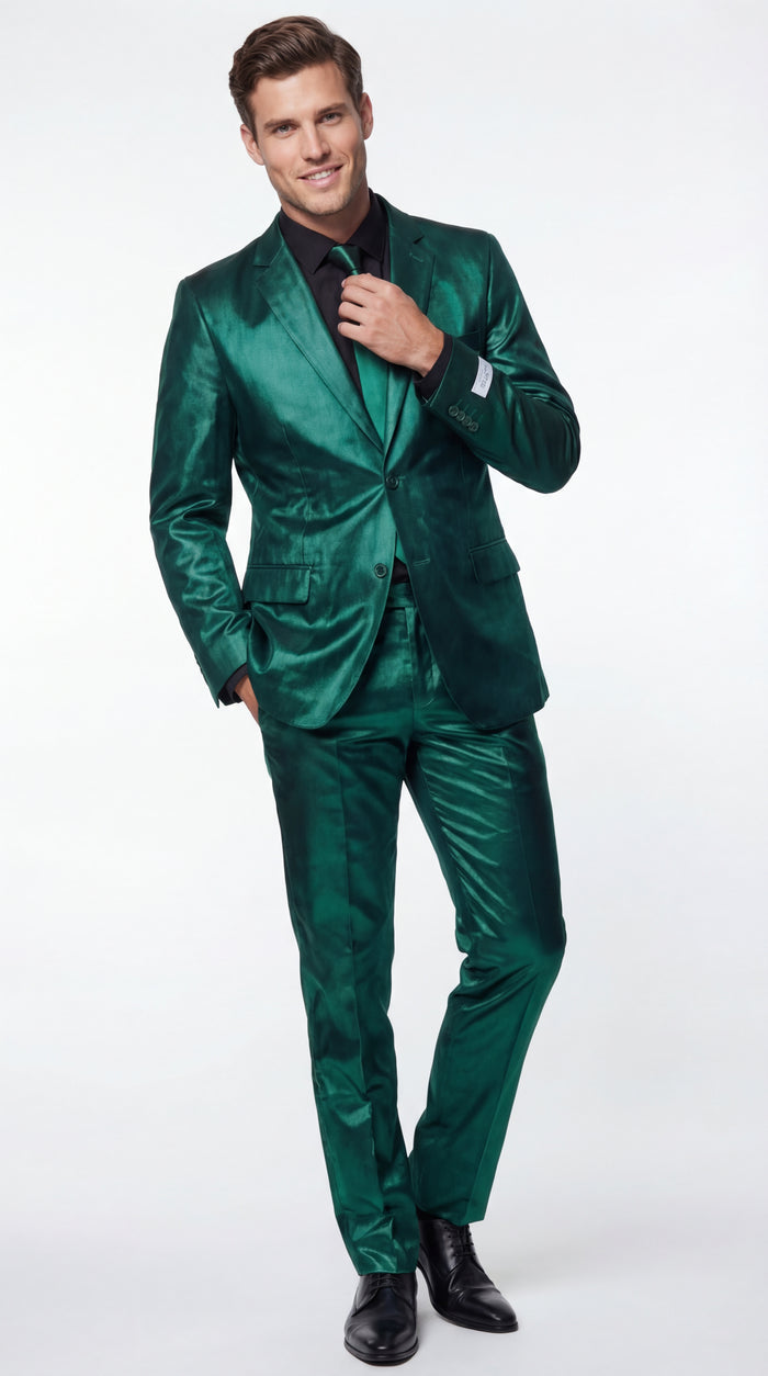 Shiny Metallic Party Emerald Suit