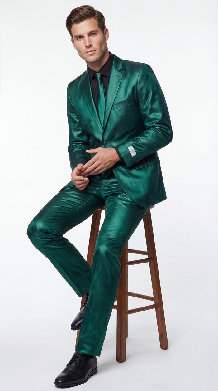 Shiny Metallic Party Emerald Suit