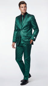 Shiny Metallic Party Emerald Suit