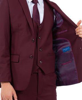 Perry Ellis Boys Suit Solid Burgundy