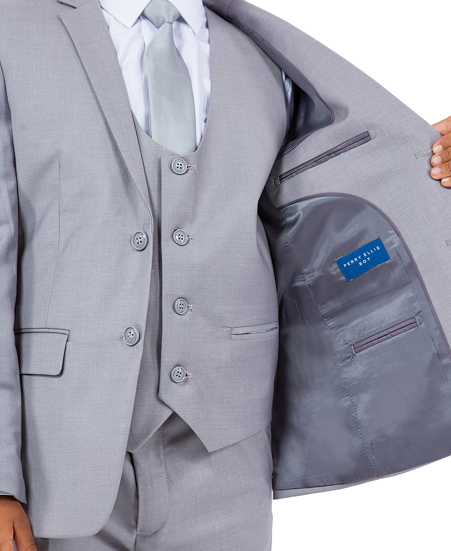 Perry Ellis Boys Suit Solid Light Grey