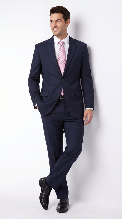 Men’s Dark Navy Blue 2-Piece Suit – Two Button Notch Lapel Jacket with Flat Front Pants