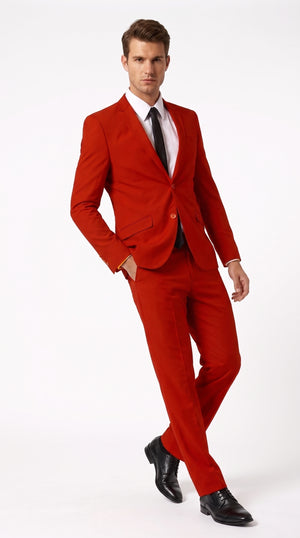 Men's Red Wool Suit Separates – Mix and Match 2-Piece Suit, Classic Two-Button Formal & Wedding Suit for Men