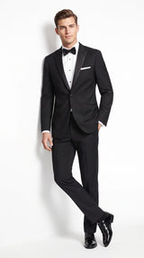 Men's Black Peak Lapel Wedding Tuxedo – Modern Fit Single-Breasted Formal Prom & Groom Tuxedo Suit